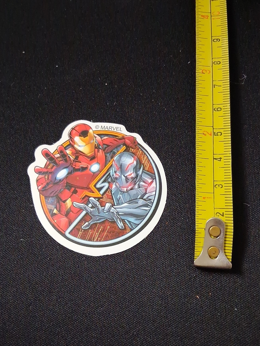 Marvel Iron Man & Ultron Round Waterproof Sticker - Red, Silver, Yellow